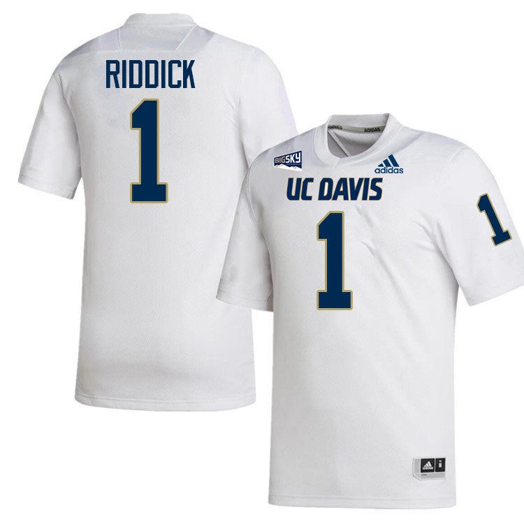 UC Davis Aggies #1 Khalani Riddick College Football Jerseys, Uniforms Stitched Sale-White